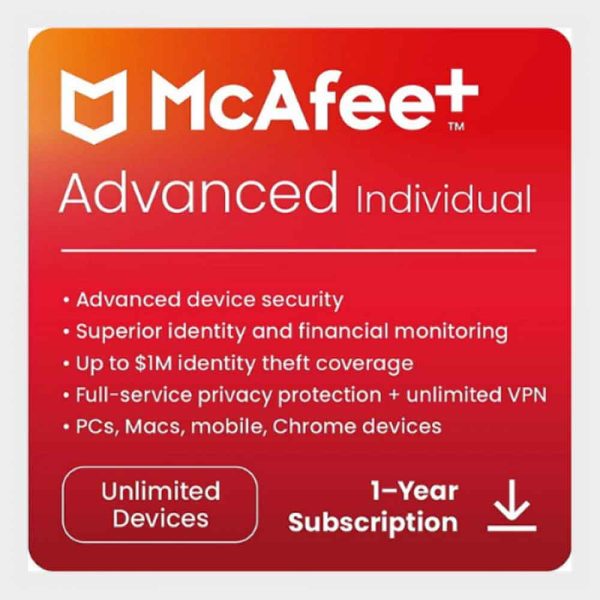 McAfee+ Advanced Unlimited Device (1-Year Subscription)