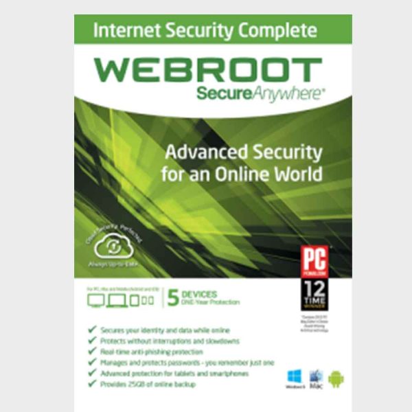 Webroot Secureanywhere Internet Security Complete For 5 Devices / 1 Year